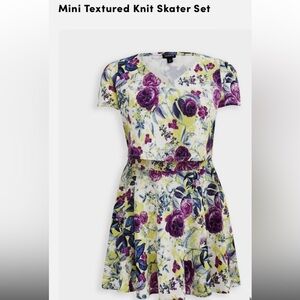 Torrid Women's Floral V-Neck Top and skirt set- Purple and Yellow